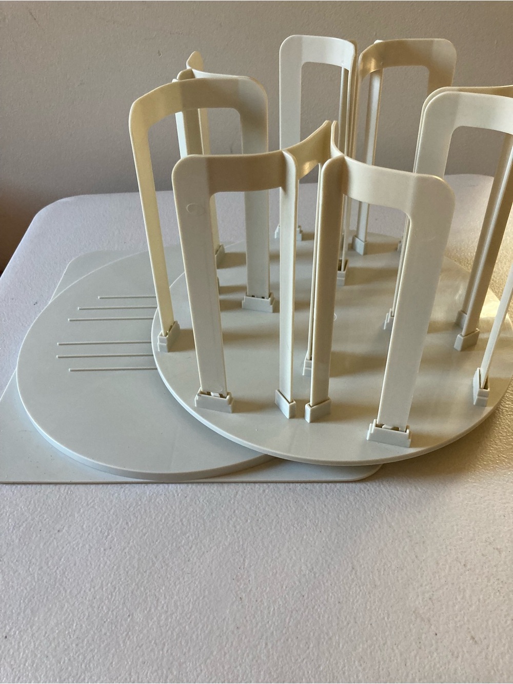Cream Plastic Rotating Carousel Pantry Organizer Rack for Storage Containers